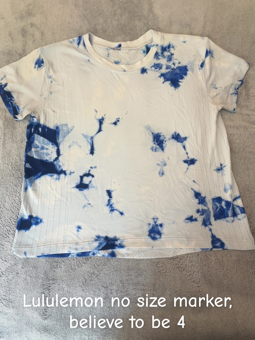 lululemon athletica White Tee with Blue Tie-Dye Accents